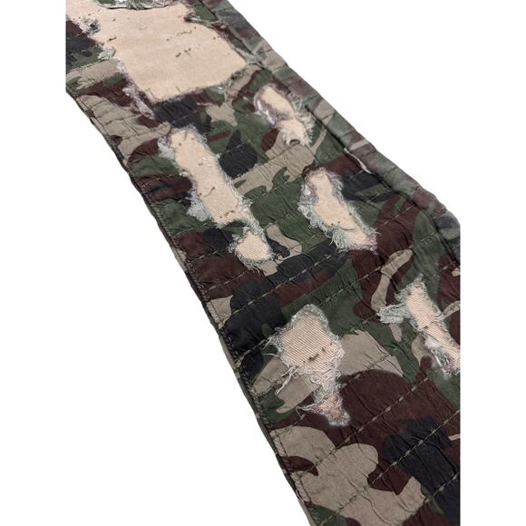 GFTD LA Los Angeles Men's Skinny Stacked Flared Distressed Rip Camo Denim Jeans - Picture 3 of 4